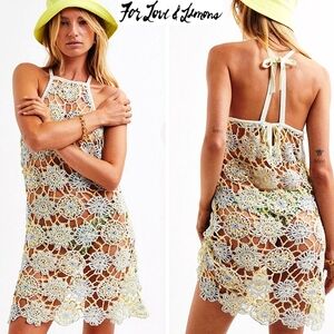 FOR LOVE & LEMONS Kaya Crochet Bohemian Festival Mini Dress/Coverup REVOLVE 2023